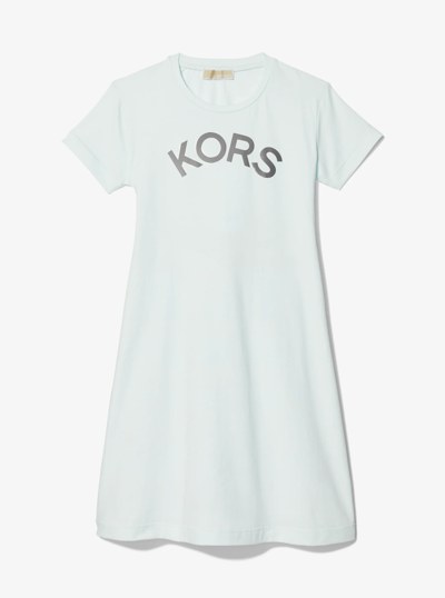 Stretch Cotton Logo T-Shirt Dress in AQUA | Michael Kors