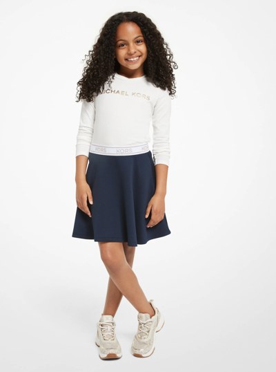 Studded Logo Tape Stretch Jersey Skirt in NAVY | Michael Kors