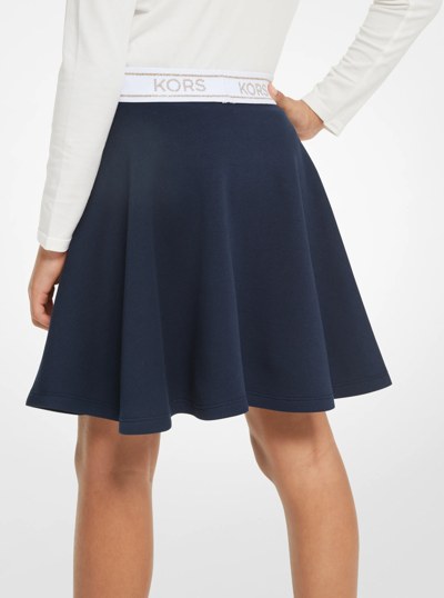 Studded Logo Tape Stretch Jersey Skirt in NAVY | Michael Kors