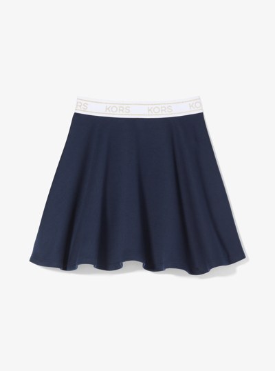 Studded Logo Tape Stretch Jersey Skirt in NAVY | Michael Kors