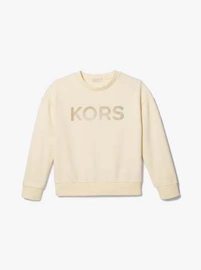 Metallic Logo Cotton Sweatshirt in IVORY | Michael Kors