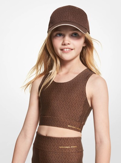 Logo Stretch Jersey Sports Top in CHOCOLATE | Michael Kors