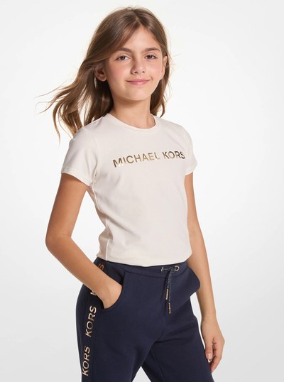 Logo Stretch Cotton T-Shirt in OFF WHITE | Michael Kors