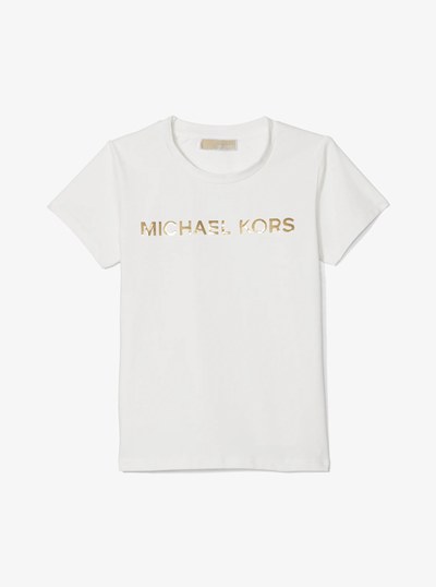 Logo Stretch Cotton T-Shirt in OFF WHITE | Michael Kors