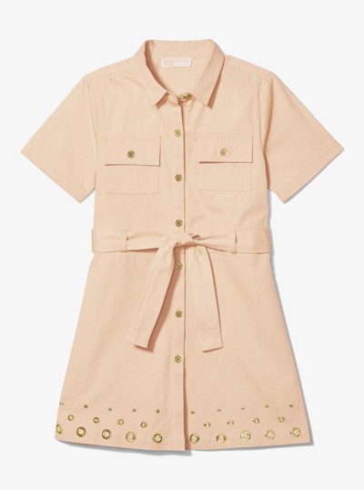 Cotton Twill Belted Shirtdress in CAMEL | Michael Kors