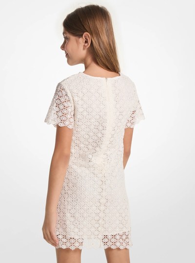 Sequined Cotton Lace Dress in OFF WHITE | Michael Kors