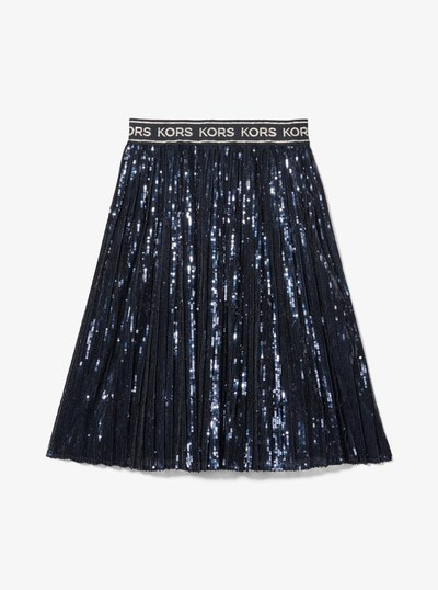 Sequined Pleated Skirt in NAVY | Michael Kors