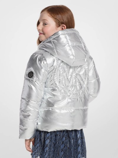 Quilted Metallic Puffer Jacket in SILVER | Michael Kors