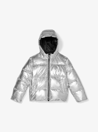 Quilted Metallic Puffer Jacket in SILVER | Michael Kors