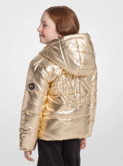 Quilted Metallic Puffer Jacket in GOLD | Michael Kors
