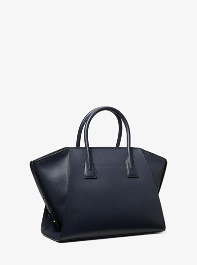 Avril Large Leather Top-Zip Satchel in NAVY | Michael Kors