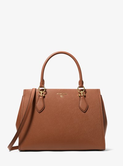 Marilyn Large Saffiano Leather Satchel in LUGGAGE | Michael Kors