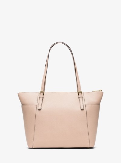 Jet Set Large Crossgrain Leather Top-Zip Tote Bag in SOFT PINK | Michael Kors