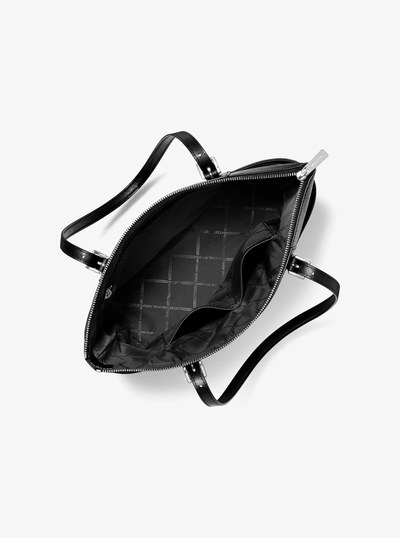 Jet Set Saffiano Leather Top-Zip Tote Bag in BLACK | Michael Kors