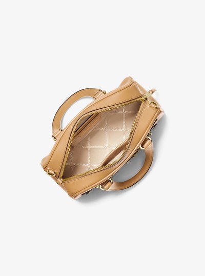 Williamsburg Small Pebbled Leather Satchel in CAMEL | Michael Kors