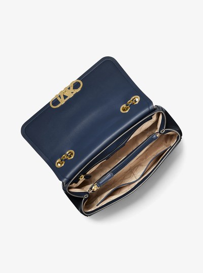 Parker Extra-Large Leather Shoulder Bag in NAVY | Michael Kors