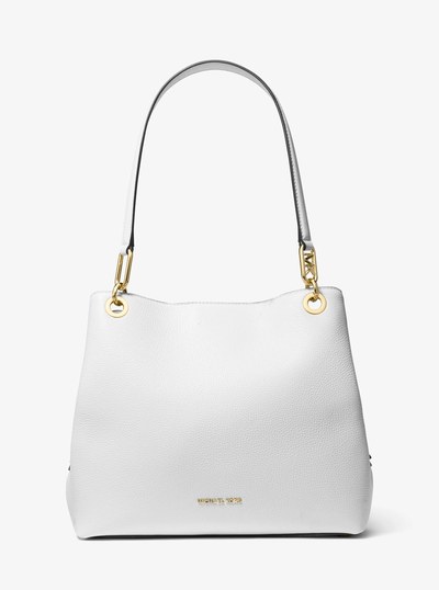 Kensington Large Pebbled Leather Tote Bag in OPTIC WHITE | Michael Kors
