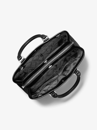 Camille Large Logo Satchel in BLACK | Michael Kors
