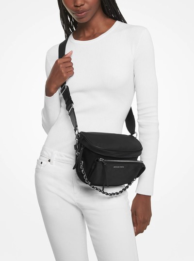 Jet Set Travel Medium Recycled Nylon Sling Pack in BLACK | Michael Kors