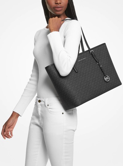 Jet Set Travel Medium Logo Top-Zip Tote Bag