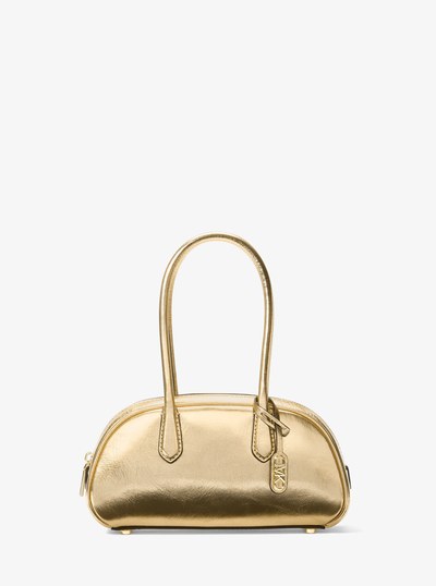 Lulu Small Metallic Leather Satchel in PALE GOLD | Michael Kors
