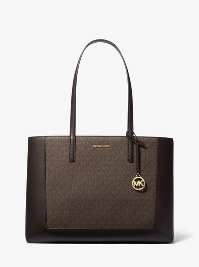 Sallie Large Signature Logo Tote Bag in CHOCOLATE | Michael Kors