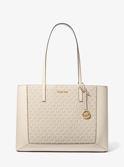 Sallie Large Signature Logo Tote Bag in VAN/CREAM | Michael Kors