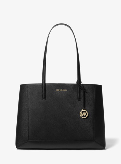 Sallie Large Saffiano Leather Tote Bag in BLACK | Michael Kors