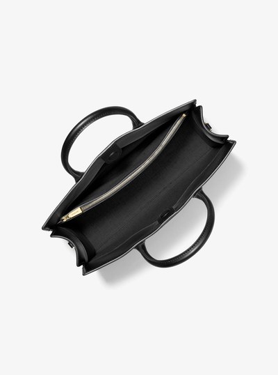 Scarlett Medium Leather Satchel in BLACK | Michael Kors