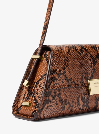 Ludlow Medium Snake Embossed Leather Shoulder Bag in LUGGAGE | Michael Kors