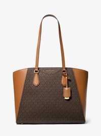 Taryn Large Signature Logo and Leather Tote Bag