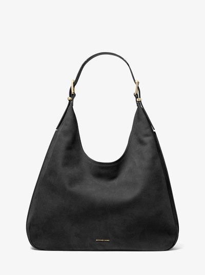 Nolita Large Nubuck Hobo Shoulder Bag in BLACK | Michael Kors
