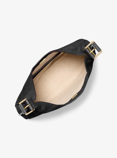 Nolita Large Nubuck Hobo Shoulder Bag in BLACK | Michael Kors