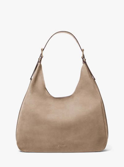 Nolita Large Nubuck Hobo Shoulder Bag in BIRCH | Michael Kors