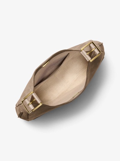 Nolita Large Nubuck Hobo Shoulder Bag in BIRCH | Michael Kors