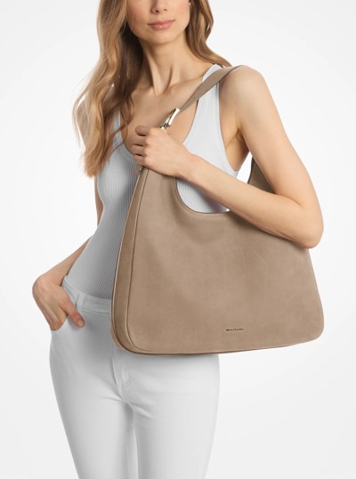 Nolita Large Nubuck Hobo Shoulder Bag in BIRCH | Michael Kors