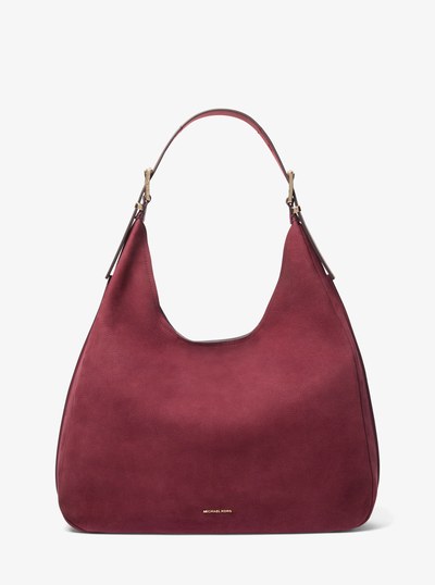 Nolita Large Nubuck Hobo Shoulder Bag in MULBERRY | Michael Kors