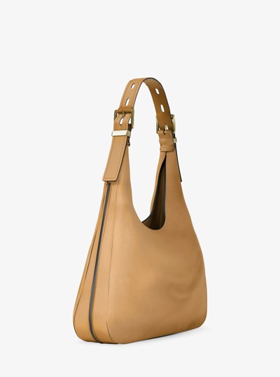 Nolita Large Nubuck Hobo Shoulder Bag in BURNT KHAKI | Michael Kors
