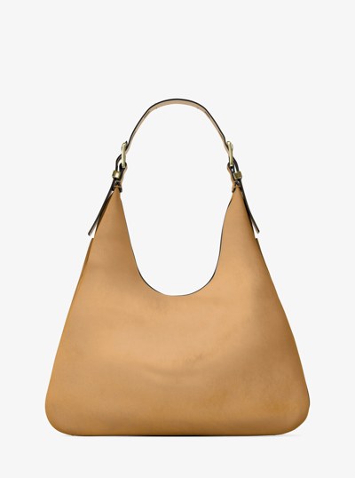 Nolita Large Nubuck Hobo Shoulder Bag in BURNT KHAKI | Michael Kors