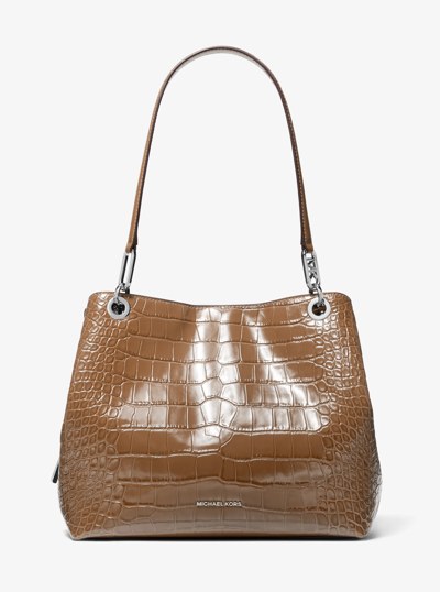 Kensington Large Crocodile Embossed Leather Tote Bag