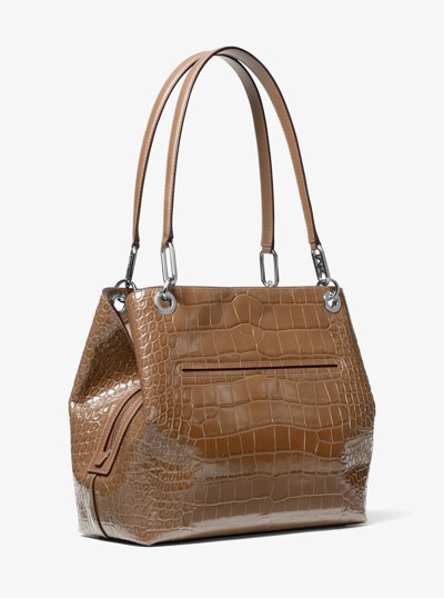 Kensington Large Crocodile Embossed Leather Tote Bag
