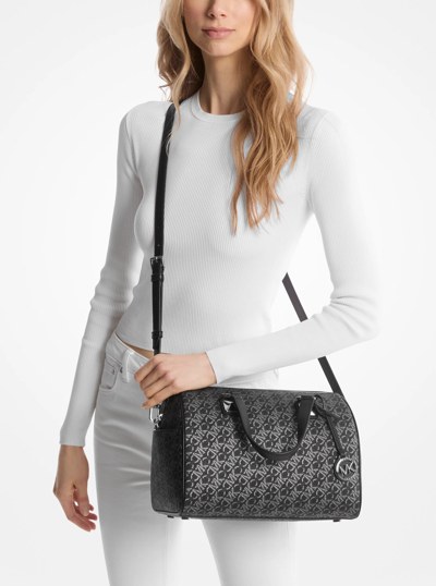 Grayson Medium Metallic Empire Signature Logo Satchel