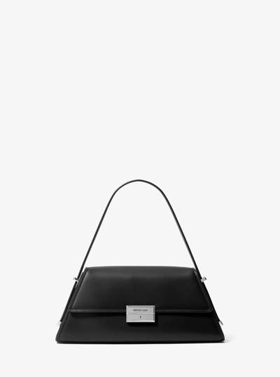 Ludlow Medium Leather Shoulder Bag in BLACK | Michael Kors