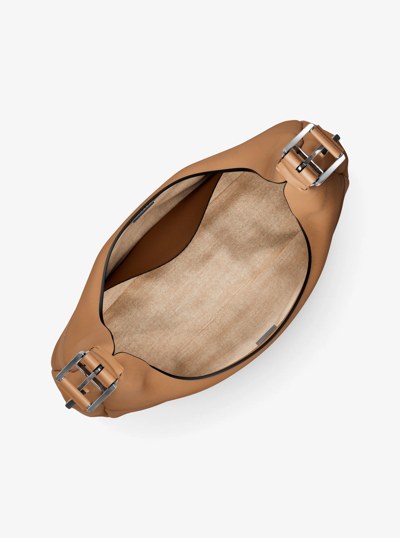 Nolita Large Nubuck Hobo Shoulder Bag in PEANUT | Michael Kors