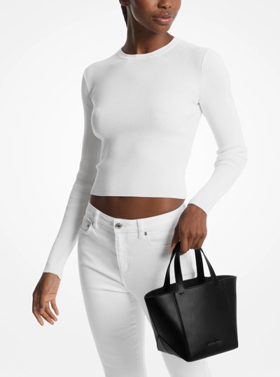 Jordi Small Leather Tote Bag in BLACK | Michael Kors