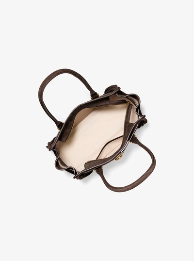Hamilton Moderne Small Fringed Suede Satchel in CHOCOLATE | Michael Kors