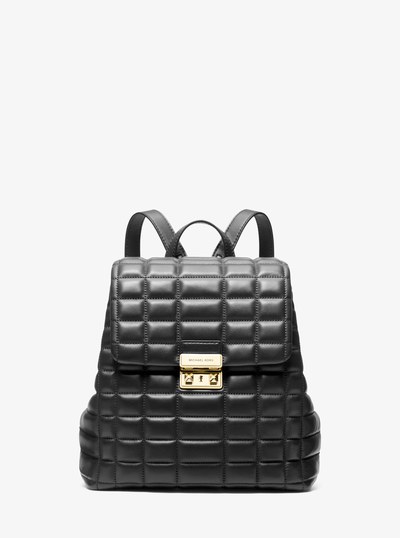 Tribeca Small Quilted Leather Backpack in BLACK | Michael Kors