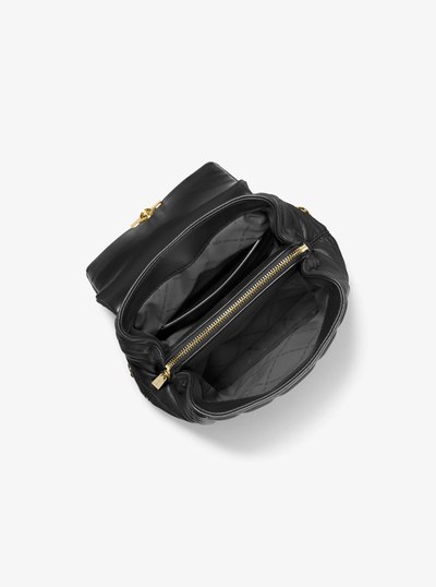 Tribeca Small Quilted Leather Backpack in BLACK | Michael Kors