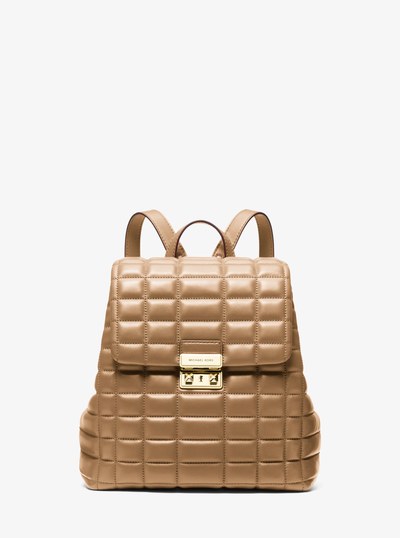 Tribeca Small Quilted Leather Backpack in HUSK | Michael Kors