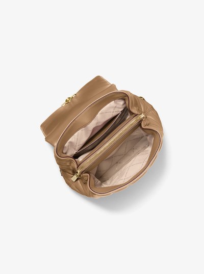 Tribeca Small Quilted Leather Backpack in HUSK | Michael Kors